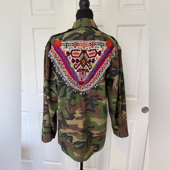 Free People Tricia Fix Camo with Colorful Embroidered Back - Picture 8 of 16